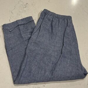 Flax blue light linen cropped pants size medium